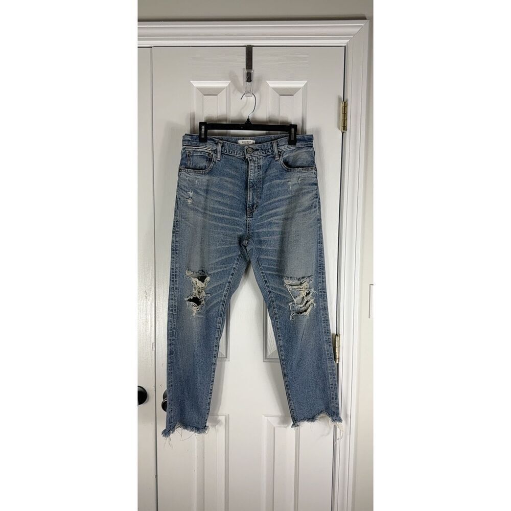 Moussy Women’s Vintage Distressed Straight Leg Jeans With Raw Hem Size 29